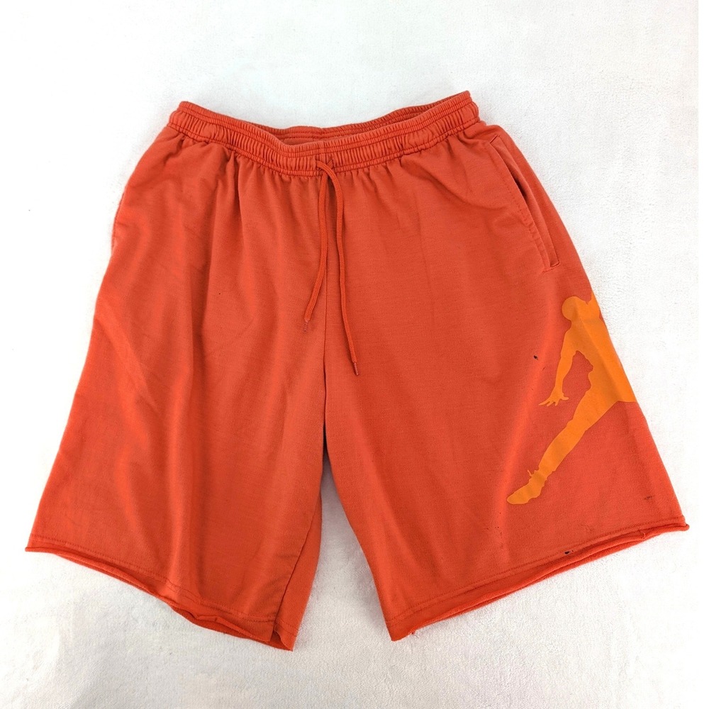 Jordan Fleece Shorts Orange Jumpman Logo Basketball Athletic Size XL AQ3115-246